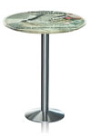 Table plexiglas haute design Bistrot motif vieux journaux. Acrila. Table plexiglas haute design Bistrot motif vieux journaux. Acrila.