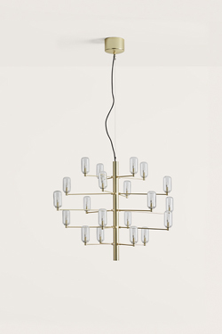 Large 20-light chandelier in gold Gand. Aromas. 