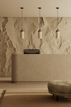 Cylindrical suspension lamp in natural linen Nooi. Aromas. 