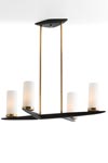 Lustre en métal noir mat 4 lumières, réflecteur en verre opale blanc Warren. Arteriors. Lustre en métal noir mat 4 lumières, réflecteur en verre opale blanc Warren. Arteriors.