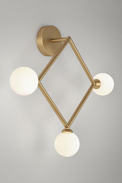 3-light square gold wall lamp. Atelier Areti. 