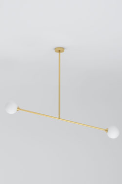 Asymmetric 2-light pendant on rod Two Sphere. Atelier Areti. 