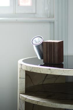 Table lamp cube in wood and metal Wooden lamp. AXIS71. 