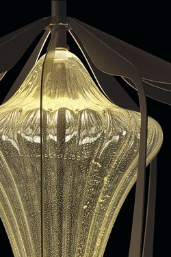 Robin contemporary pendant lamp in gold. Barovier&Toso. 