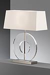 Lampe transparente et chintz blanc, disque en acrylique. Baulmann Leuchten. Lampe transparente et chintz blanc, disque en acrylique. Baulmann Leuchten.