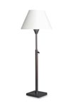 Lampe de table abat-jour blanc, pied télécospique bronze patiné L08. Casadisagne. Lampe de table abat-jour blanc, pied télécospique bronze patiné L08. Casadisagne.