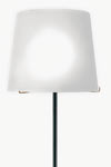 Single lampadaire chromé avec verrerie acidée blanche. Concept Verre. Single lampadaire chromé avec verrerie acidée blanche. Concept Verre.