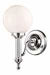 Applique murale pour salle de bain boule en verre dépoli et flambeau de chrome cannelé Carroll 4. Elstead Lighting. Applique murale pour salle de bain boule en verre dépoli et flambeau de chrome cannelé Carroll 4. Elstead Lighting.