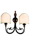 Applique en bronze moulé patiné noir abat-jour tissu blanc Sabik. Estro. Applique en bronze moulé patiné noir abat-jour tissu blanc Sabik. Estro.