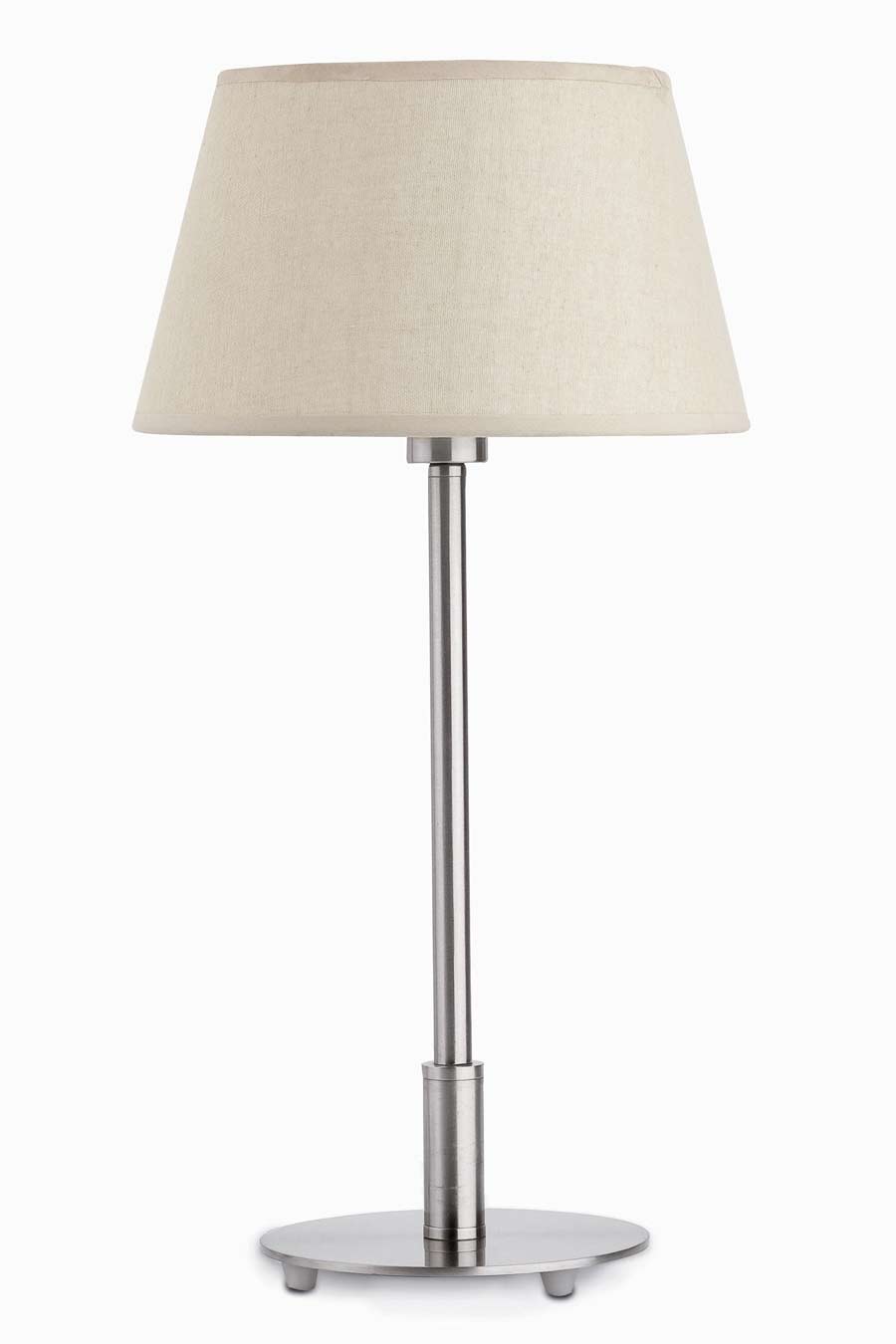 Mitic lampe design inox brossé abat jour tissu beige écru métal ...