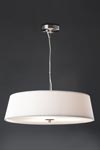 Prosa suspension design ronde plate tissu plissé blanc. Faro. Prosa suspension design ronde plate tissu plissé blanc. Faro.