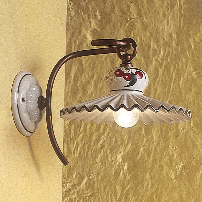 Applique Roma C378 en céramique motif cerises Ferroluce Luminaires
