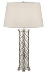 Lampe capitonnée en cylindre décorée à la feuille d'argent - Recollection. Fine Art Lamps. Lampe capitonnée en cylindre décorée à la feuille d'argent - Recollection. Fine Art Lamps.