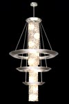 Très grand lustre rond de cristal en cascade et trois cercles de métal argenté - Collection Celestial. Fine Art Lamps. Très grand lustre rond de cristal en cascade et trois cercles de métal argenté - Collection Celestial. Fine Art Lamps.