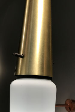 Bacon contemporary black and gold cone pendant light. Gau Lighting. 