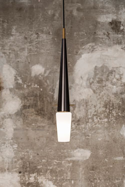 Bacon black and gold contemporary metal pendant light. Gau Lighting. 