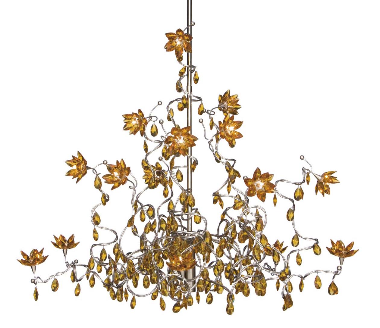 Jewel amber 15light chandelier in glass and metal Harco Loor glass and crystal chandeliers