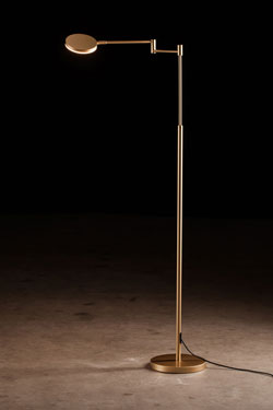 Plano gold metal articulated reading lamp. Holtkötter. 