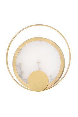 Round wall light in alabaster and gold metal Coil. Hudson Valley. 