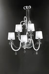 Grande applique 5 lumières en verre blanc et abat-jour ivoire LENOIR. Italamp. Grande applique 5 lumières en verre blanc et abat-jour ivoire LENOIR. Italamp.