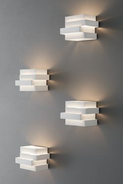 White Cubic Bedside Wall Lamp with superimposed rectangles Escape . Karboxx. 