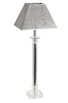 Chrome and optic glass table lamp with gray moire shade Buci . Le Dauphin. Chrome and optic glass table lamp with gray moire shade Buci . Le Dauphin.