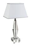 Delta optical glass table lamp with chrome metal fixtures. Le Dauphin. Delta optical glass table lamp with chrome metal fixtures. Le Dauphin.