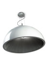 Umbrella suspension sphère laquée blanche tissu plissé argent. Leds C4. Umbrella suspension sphère laquée blanche tissu plissé argent. Leds C4.
