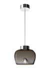Aella bold suspension design année 70 verre fumé cognac et métal chromé. Leucos. Aella bold suspension design année 70 verre fumé cognac et métal chromé. Leucos.