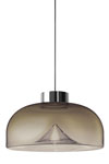 Suspension Aella mini en verre teinté cognac et métal chromé grand modèle. Leucos. Suspension Aella mini en verre teinté cognac et métal chromé grand modèle. Leucos.