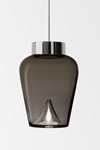 Suspension Aella thin en verre fumé cognac et métal chromé design année 70. Leucos. Suspension Aella thin en verre fumé cognac et métal chromé design année 70. Leucos.