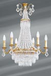 Bohemian crystal and old gold Louis XVI chandelier 9 lights. Lucien Gau. Bohemian crystal and old gold Louis XVI chandelier 9 lights. Lucien Gau.