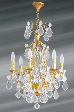 Bohemian crystal 6 lights Louis XV chandelier. Lucien Gau. 
