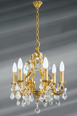 Bohemian crystal Louis XV style chandelier 6 lights. Lucien Gau. 