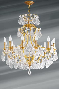 Bohemian crystal Louis XV chandelier twelve lights. Lucien Gau. 