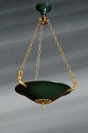 Empire style chandelier in the shape of a flared and lacquered basin. Lucien Gau. Empire style chandelier in the shape of a flared and lacquered basin. Lucien Gau.