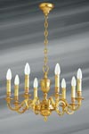 Louis XVI style chandelier, gilded bronze, eight lights, leaves and pearls. Lucien Gau. Louis XVI style chandelier, gilded bronze, eight lights, leaves and pearls. Lucien Gau.