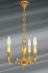 Small chandelier, Louis XVI, gilded bronze, three lights. Lucien Gau. Small chandelier, Louis XVI, gilded bronze, three lights. Lucien Gau.