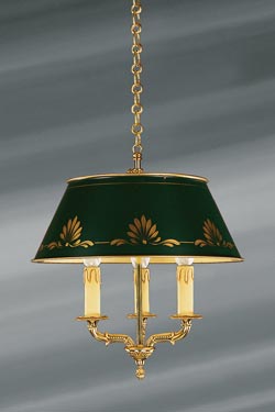 Small solid bronze chandelier Empire style, bright gold finish. Lucien Gau. 