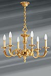 Chandelier with six candlesticks in gilt bronze Louis XV. Lucien Gau. Chandelier with six candlesticks in gilt bronze Louis XV. Lucien Gau.