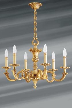 Chandelier with six candlesticks in gilt bronze Louis XV. Lucien Gau. 