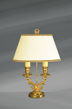 Lampe dorée double chandelier Louis XVI. Lucien Gau. 