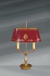Empire style lamp, two lights, with oval lacquered shade. Lucien Gau. Empire style lamp, two lights, with oval lacquered shade. Lucien Gau.