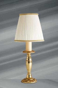 Small Empire Style Solid Bronze Lamp, Ivory Pleated Shade. Lucien Gau. 