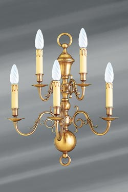  Dutch style sconce in brass with five lights. Lucien Gau. 