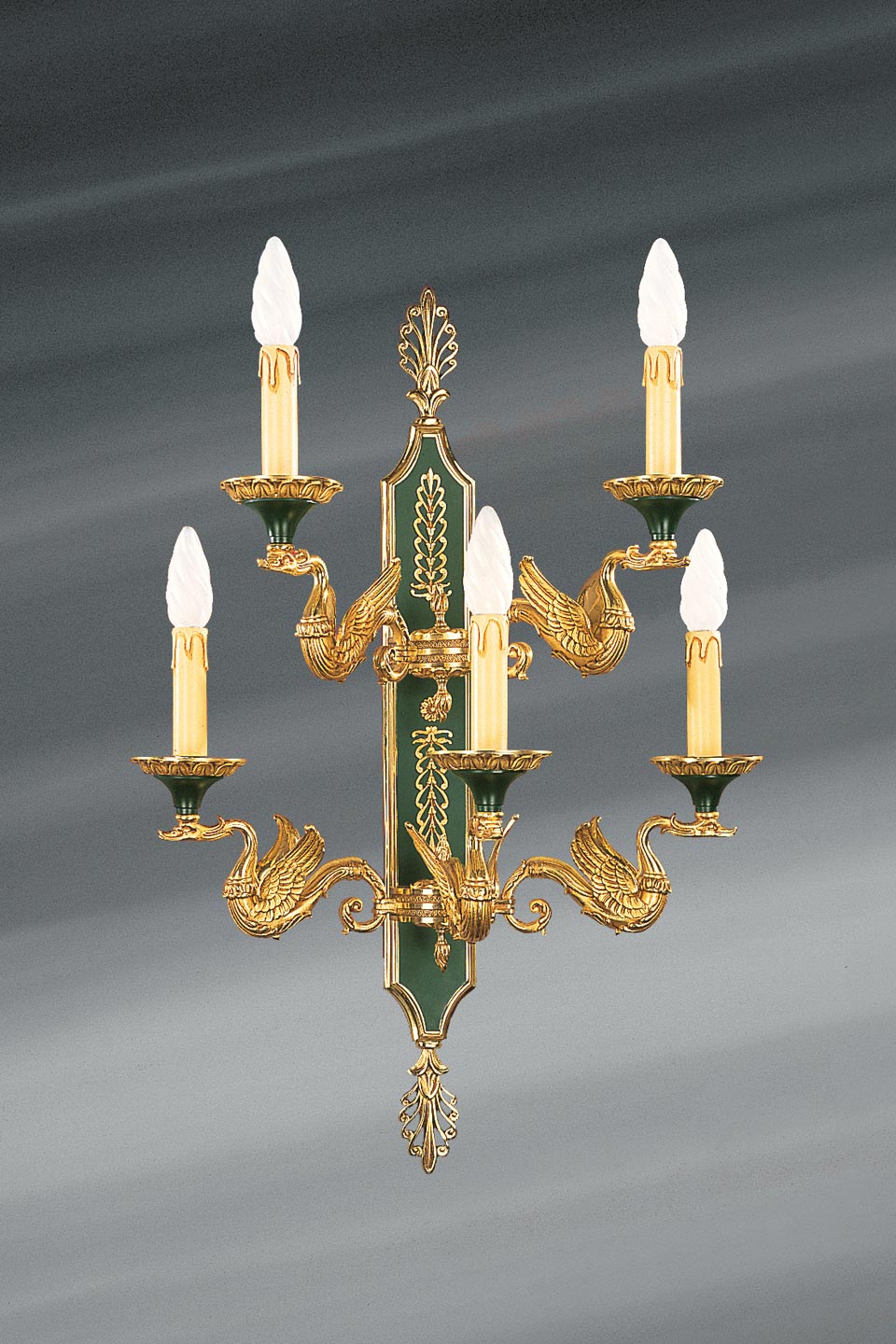 Golden Wall Lamp In Empire Style Solid Bronze Five Lights Lucien Golden Wall Lamp In Empire Style Solid Bronze Five Lights Lucien Gau