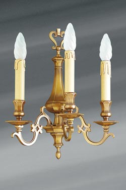 Louis XIII solid bronze three lights sconce. Lucien Gau. 