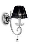 Applique cristal et chrome abat-jour soie noire. Masiero. Applique cristal et chrome abat-jour soie noire. Masiero.