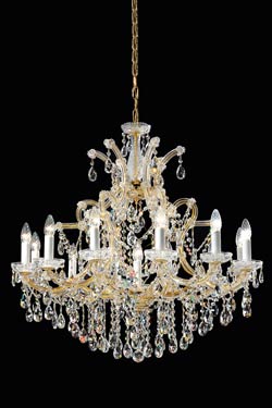 12-light gold-plated-metal and Bohemian crystal chandelier . Masiero. 