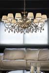 Matt old-gold crystal chandelier with cream shades. Masiero. Matt old-gold crystal chandelier with cream shades. Masiero.